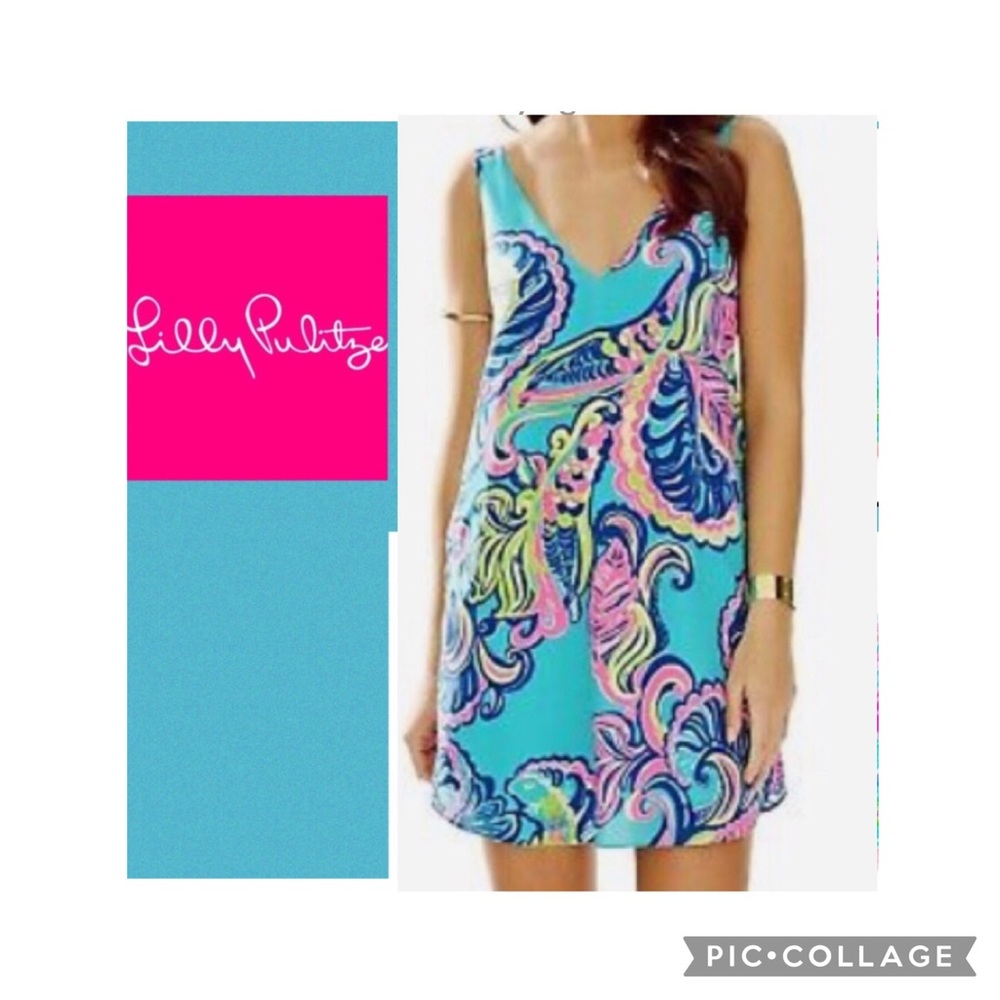 Lilly Pulitzer Blue and Pink Patterned Dress
